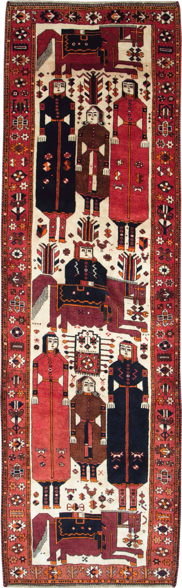 Vintage Pictorial Bakhtiari Rug, No.27784 - Gsblank