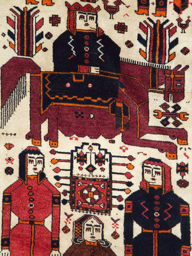 Vintage Pictorial Bakhtiari Rug, No.27784 - Gsblank