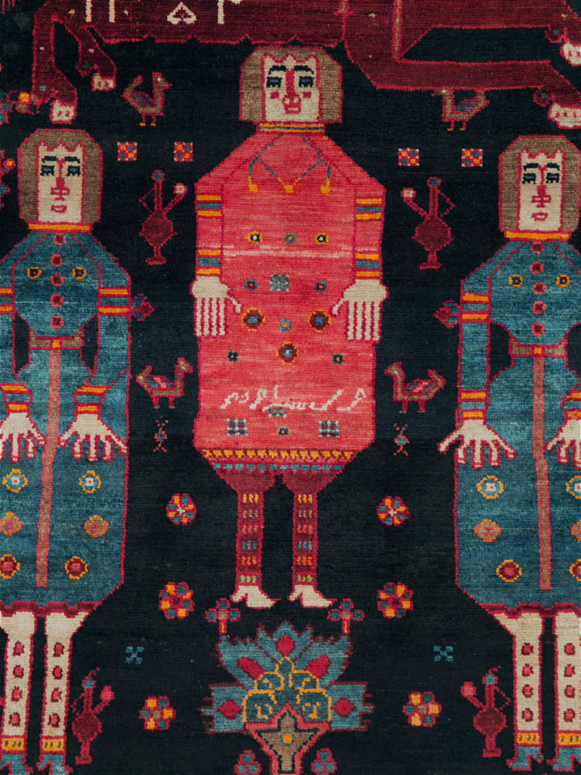 Vintage Persian Pictorial Bakhtiari Rug, No.27789 - Gsblank