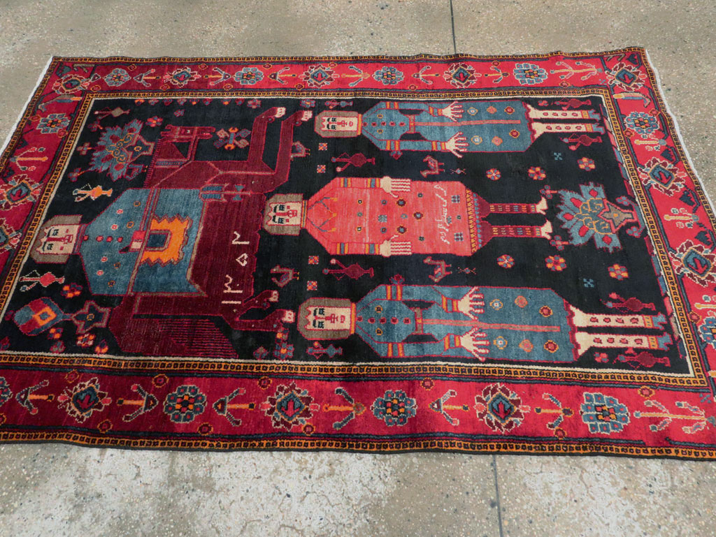 Vintage Persian Pictorial Bakhtiari Rug, No.27789 - Gsblank