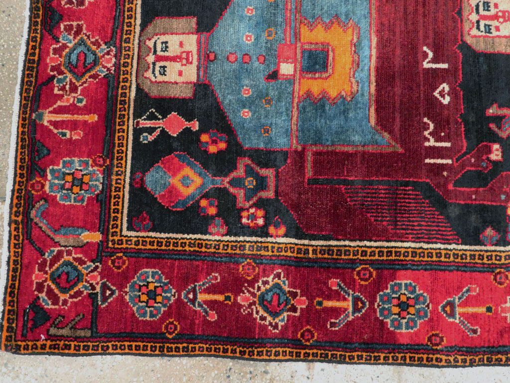 Vintage Persian Pictorial Bakhtiari Rug, No.27789 - Gsblank