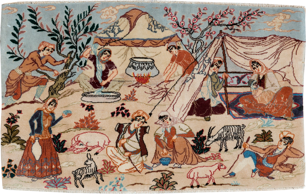 Vintage Persian Tabriz Pictorial Rug, No.27791 - Gsblank