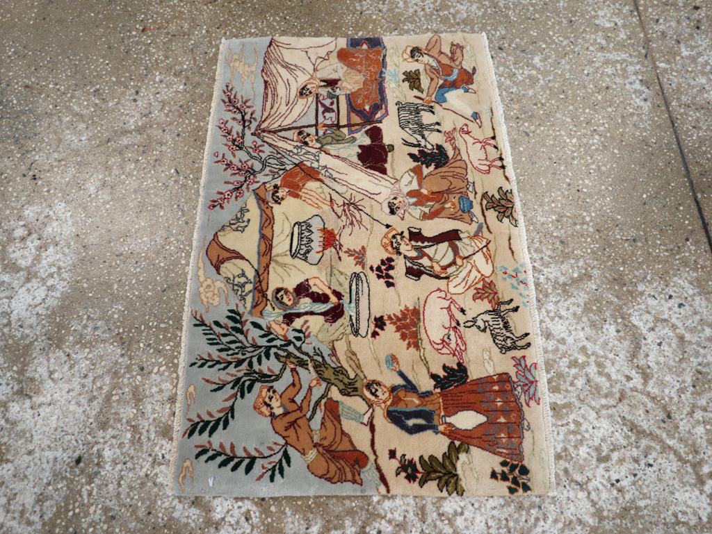 Vintage Persian Tabriz Pictorial Rug, No.27791 - Gsblank