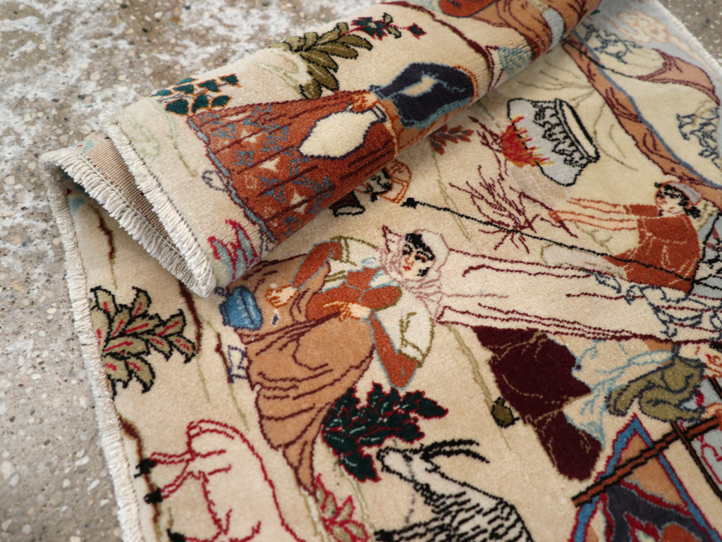 Vintage Persian Tabriz Pictorial Rug, No.27791 - Gsblank