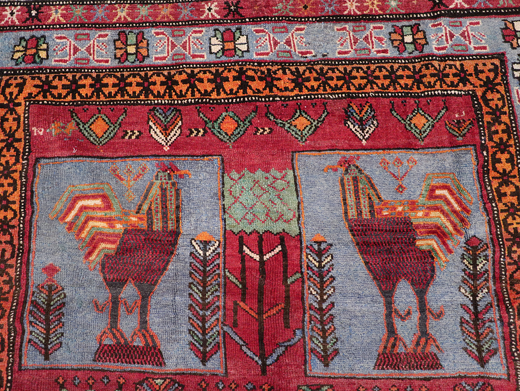 Vintage Caucasian Karabagh Pictorial Accent Rug, No.27793 - Gsblank