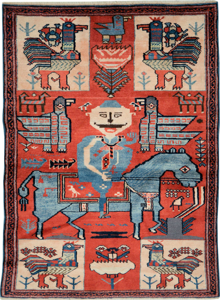 Vintage Pictorial Hamadan Rug, No.27794 - Gsblank