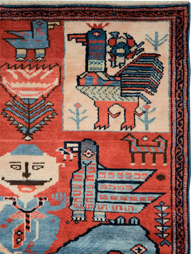 Vintage Pictorial Hamadan Rug, No.27794 - Gsblank