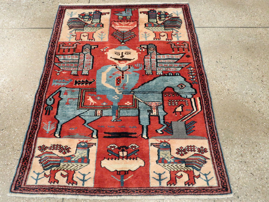 Vintage Pictorial Hamadan Rug, No.27794 - Gsblank
