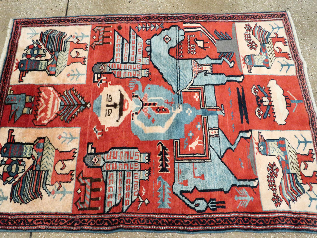 Vintage Pictorial Hamadan Rug, No.27794 - Gsblank