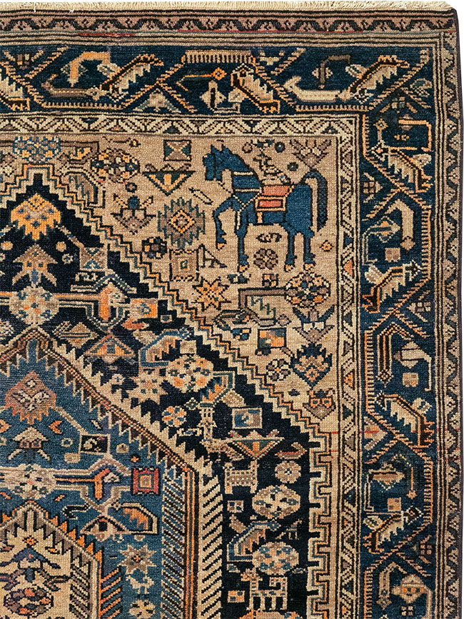 Antique Persian Malayer Pictorial Accent Rug, No.27795 - Gsblank
