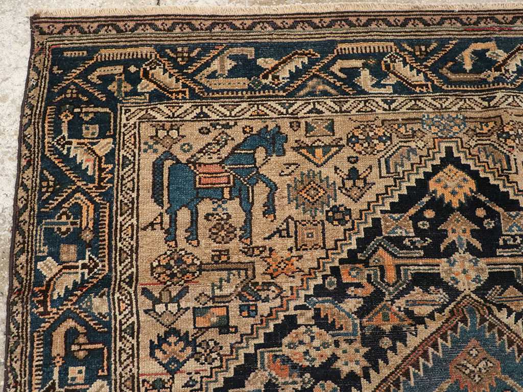 Antique Persian Malayer Pictorial Accent Rug, No.27795 - Gsblank