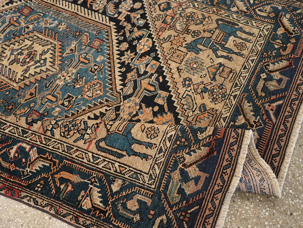 Antique Persian Malayer Pictorial Accent Rug, No.27795 - Gsblank