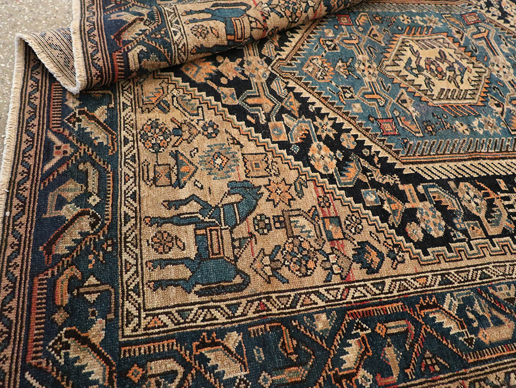 Antique Persian Malayer Pictorial Accent Rug, No.27795 - Gsblank