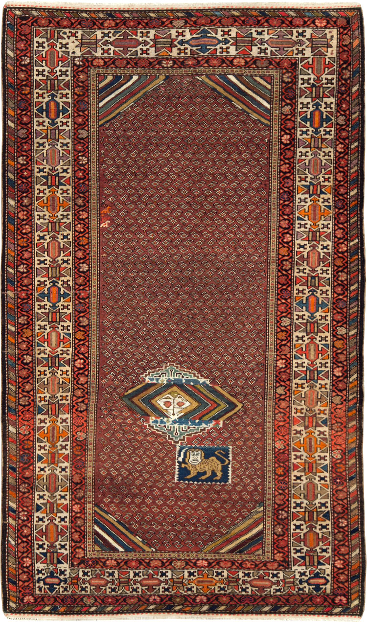 Antique Persian Pictorial Malayer Accent Rug, No.27798 - Gsblank