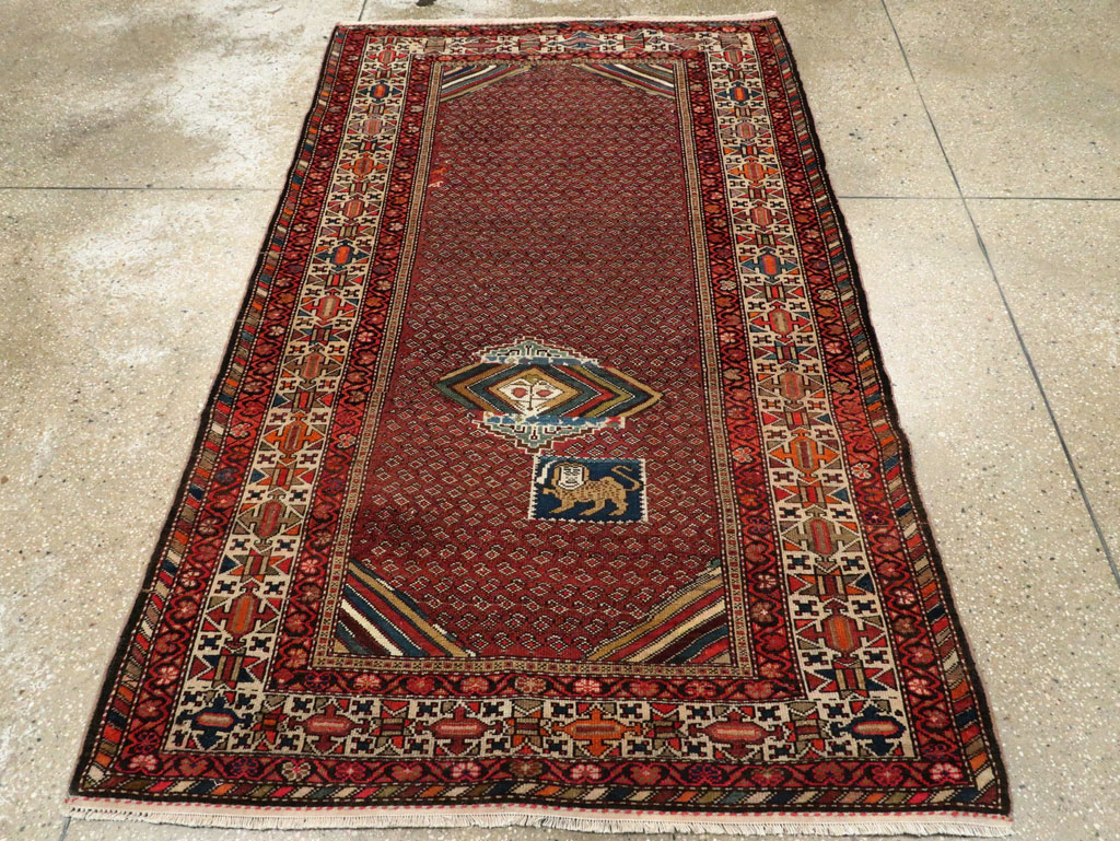 Antique Persian Pictorial Malayer Accent Rug, No.27798 - Gsblank