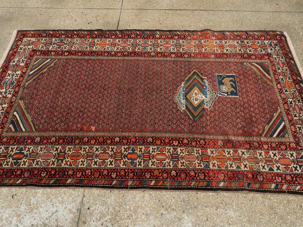 Antique Persian Pictorial Malayer Accent Rug, No.27798 - Gsblank