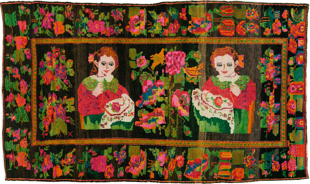 Vintage Pictorial Karabagh Rug, No.27809 - Gsblank