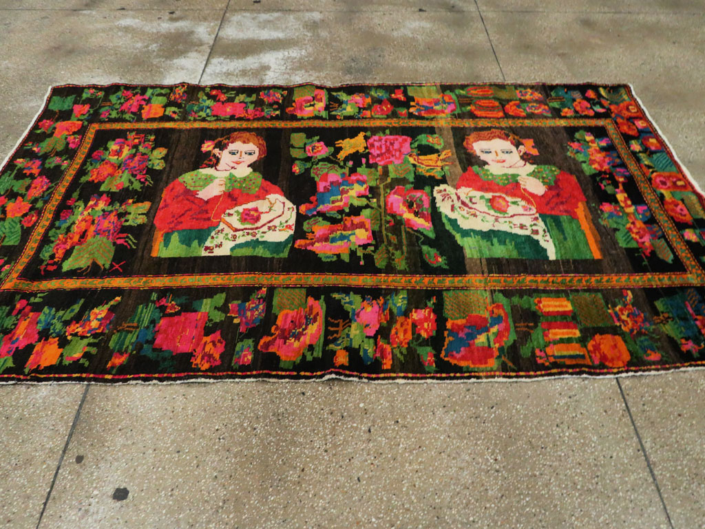 Vintage Pictorial Karabagh Rug, No.27809 - Gsblank