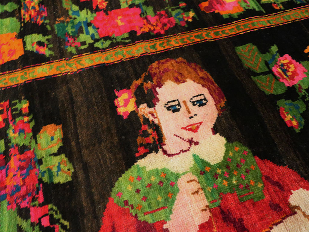 Vintage Pictorial Karabagh Rug, No.27809 - Gsblank