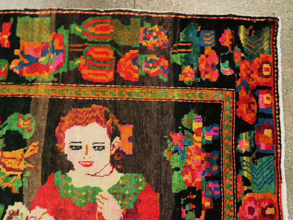 Vintage Pictorial Karabagh Rug, No.27809 - Gsblank