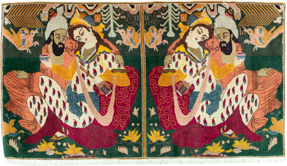 Vintage Persian Tabriz Pictorial Rug, No.27810 - Gsblank