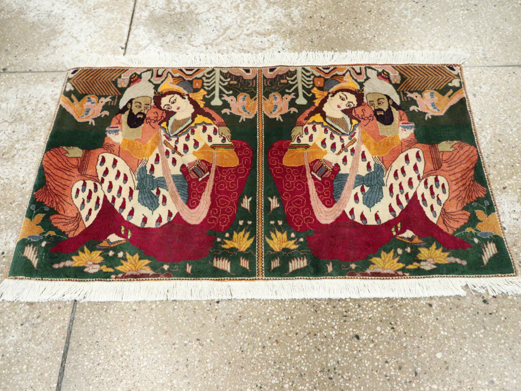 Vintage Persian Tabriz Pictorial Rug, No.27810 - Gsblank