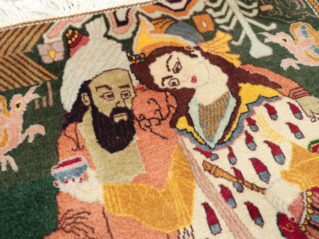 Vintage Persian Tabriz Pictorial Rug, No.27810 - Gsblank