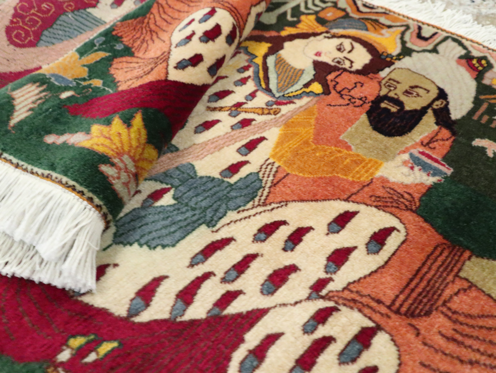 Vintage Persian Tabriz Pictorial Rug, No.27810 - Gsblank