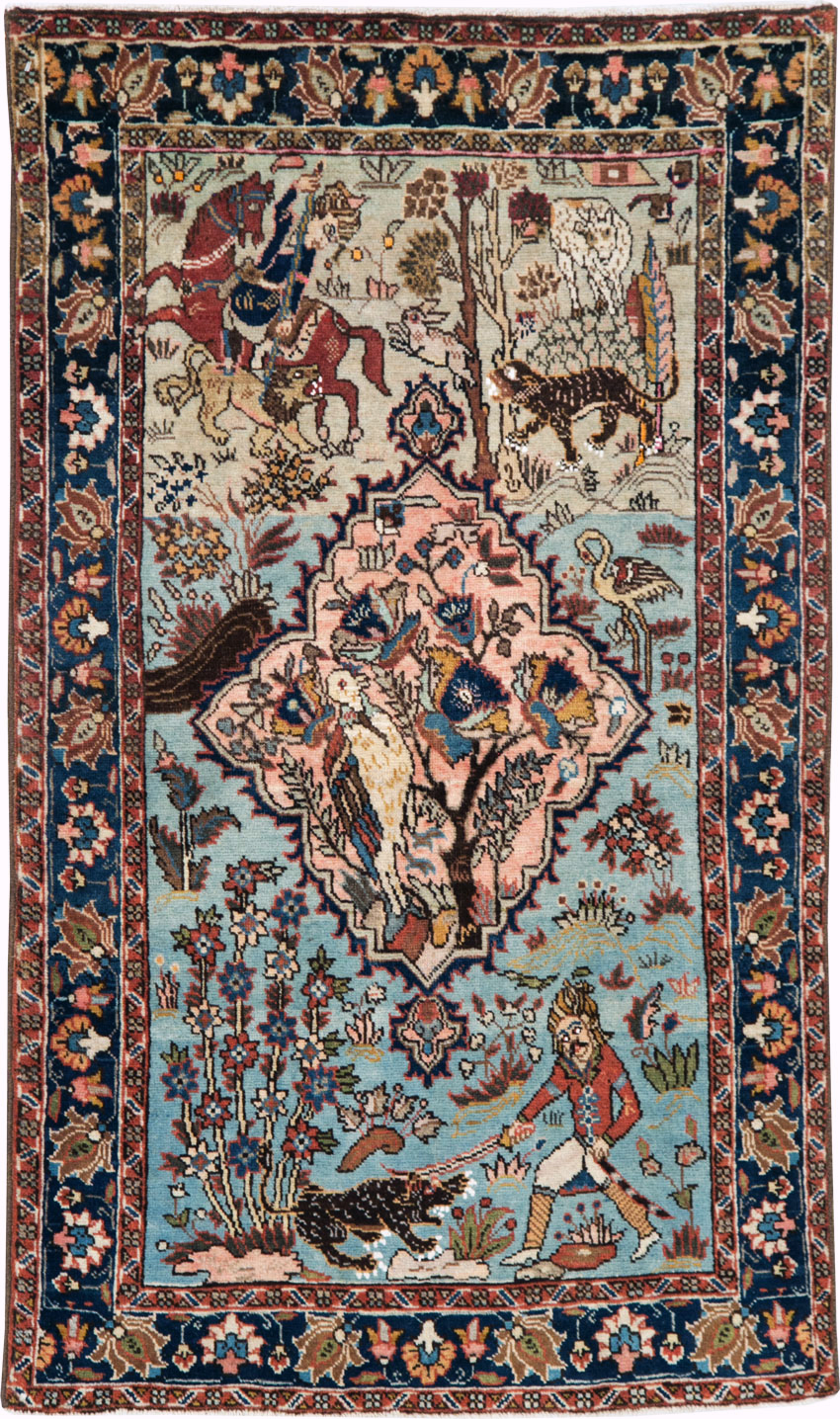 Vintage Persian Tabriz Pictorial Rug, No.27811 - Gsblank