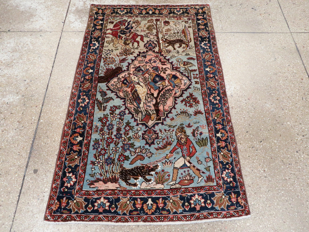 Vintage Persian Tabriz Pictorial Rug, No.27811 - Gsblank