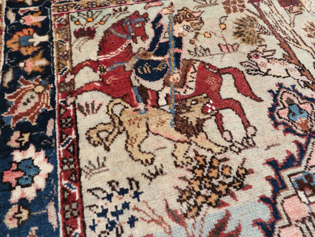 Vintage Persian Tabriz Pictorial Rug, No.27811 - Gsblank