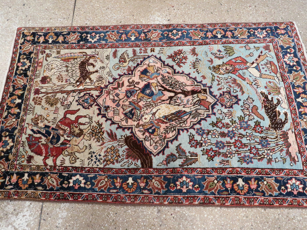 Vintage Persian Tabriz Pictorial Rug, No.27811 - Gsblank