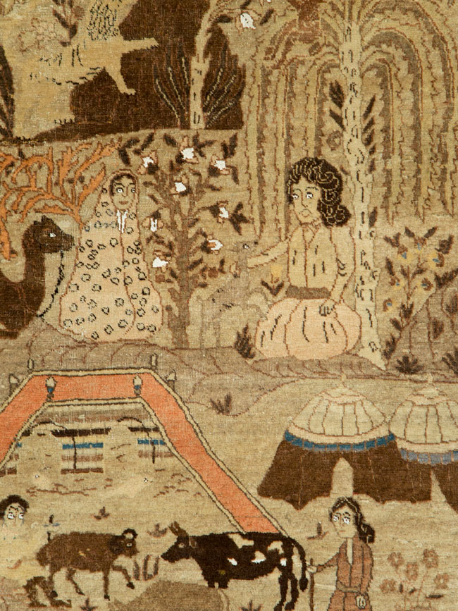 Antique Persian Pictorial Tabriz Rug, No.27817 - Gsblank