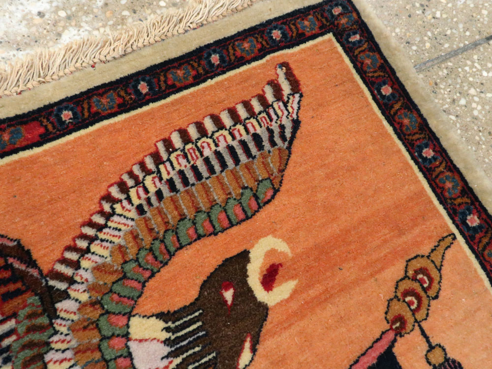 Antique Persian Kashan Flag Pictorial Rug, No.27823 - Gsblank