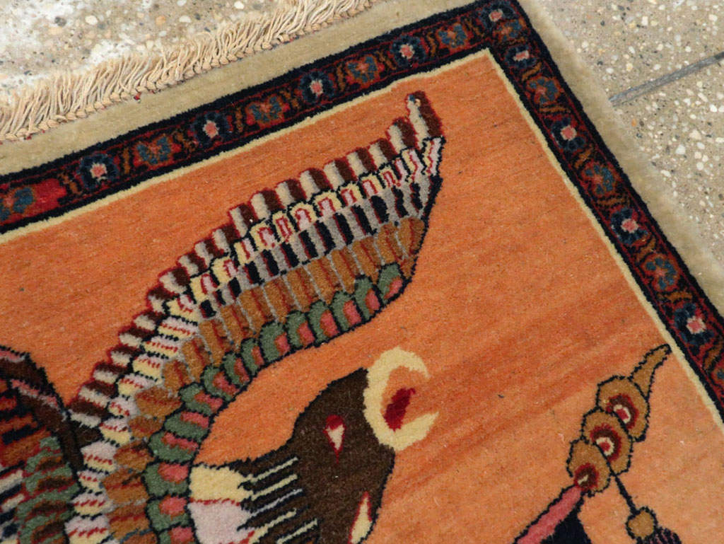 Antique Persian Kashan Flag Pictorial Rug, No.27823 - Gsblank