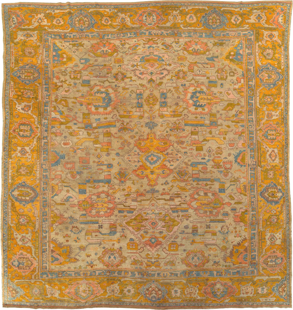 Antique Turkish Oushak Square Carpet, No.27824 - Gsblank