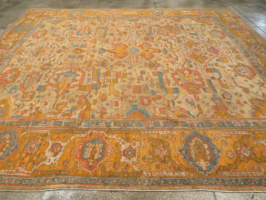 Antique Turkish Oushak Square Carpet, No.27824 - Gsblank