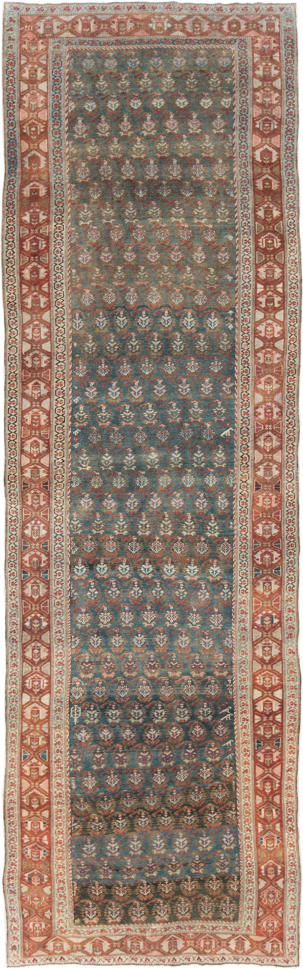 Antique Persian Kurdish Wide Gallery Runner, No.27826 - Gsblank