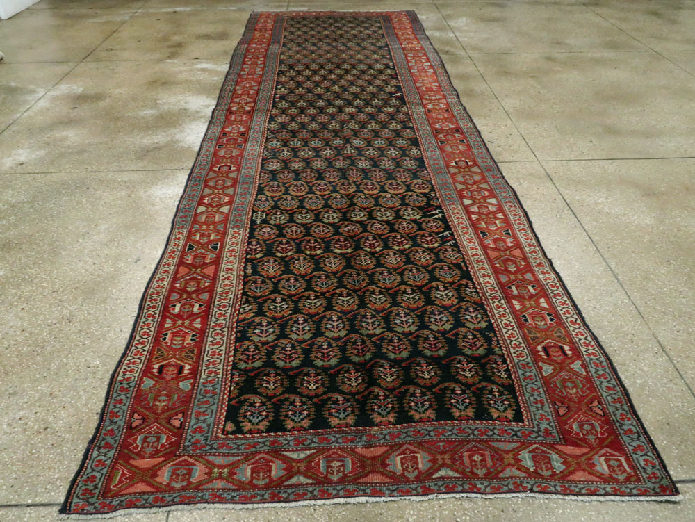 Antique Persian Kurdish Wide Gallery Runner, No.27826 - Gsblank