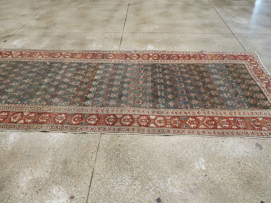 Antique Persian Kurdish Wide Gallery Runner, No.27826 - Gsblank