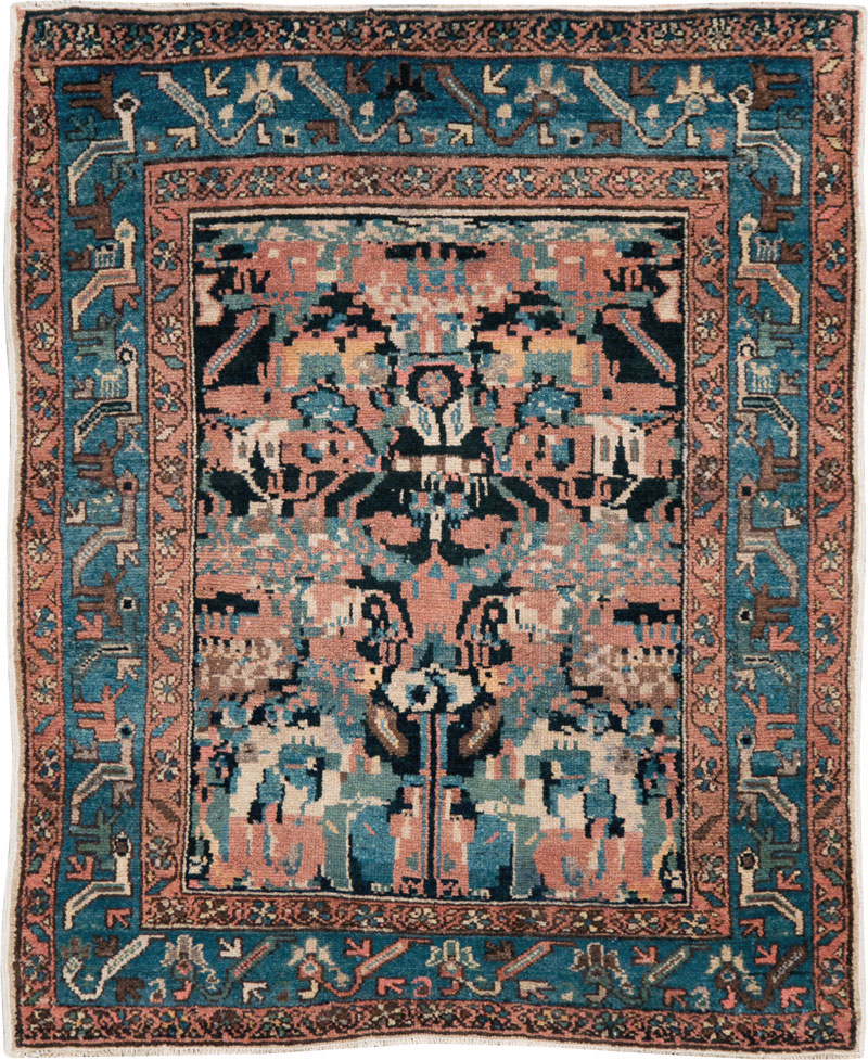 Antique Persian Malayer Square Throw Rug, No.27833 - Gsblank