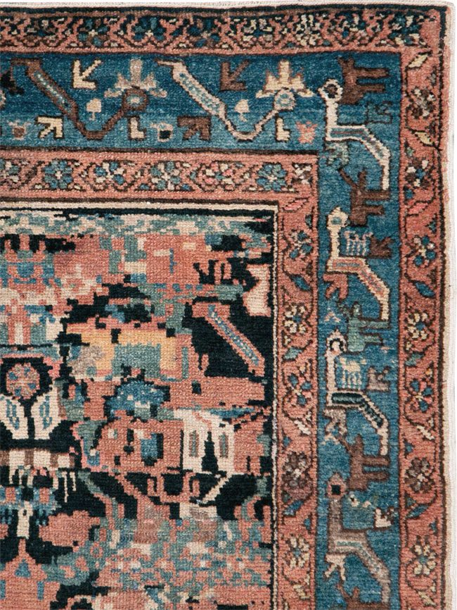 Antique Persian Malayer Square Throw Rug, No.27833 - Gsblank