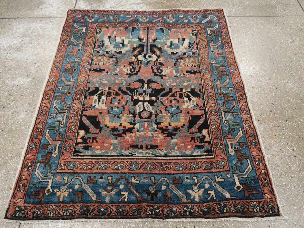 Antique Persian Malayer Square Throw Rug, No.27833 - Gsblank