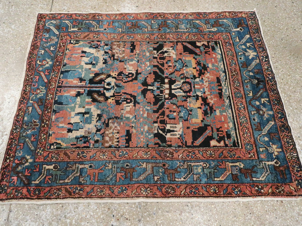 Antique Persian Malayer Square Throw Rug, No.27833 - Gsblank