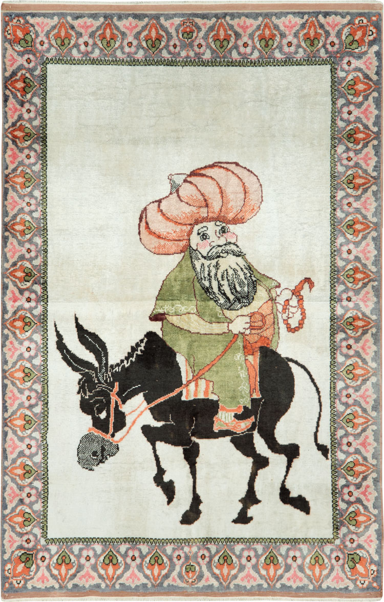 Vintage Turkish Kayseri Pictorial Rug, No.27854 - Gsblank