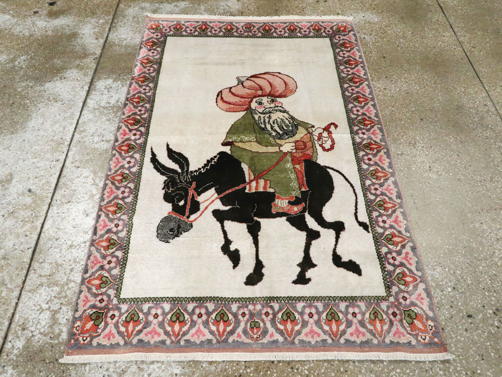 Vintage Turkish Kayseri Pictorial Rug, No.27854 - Gsblank