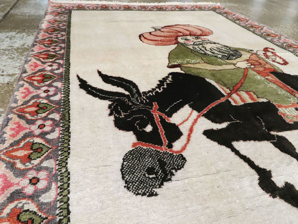 Vintage Turkish Kayseri Pictorial Rug, No.27854 - Gsblank