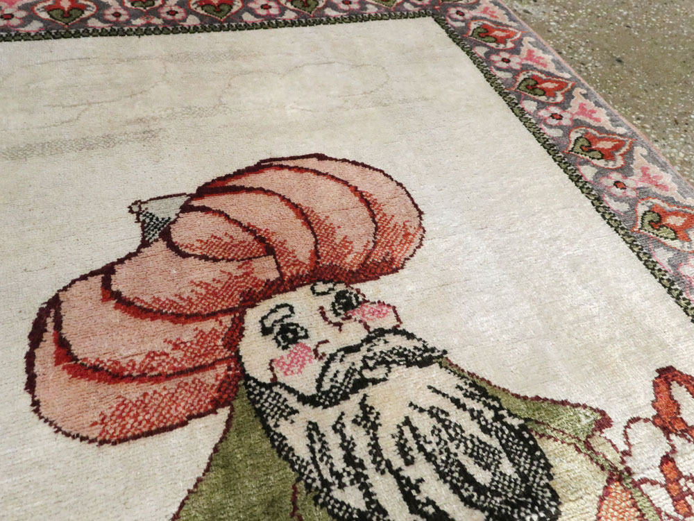 Vintage Turkish Kayseri Pictorial Rug, No.27854 - Gsblank