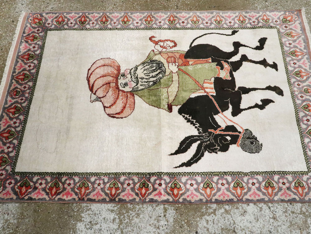 Vintage Turkish Kayseri Pictorial Rug, No.27854 - Gsblank