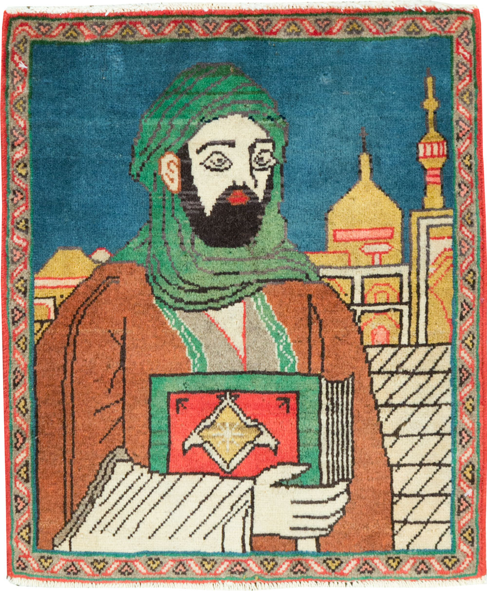 Vintage Persian Tabriz Pictorial Rug, No.27887 - Gsblank